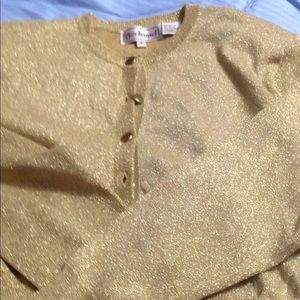 Gold metallic button down sweater size small